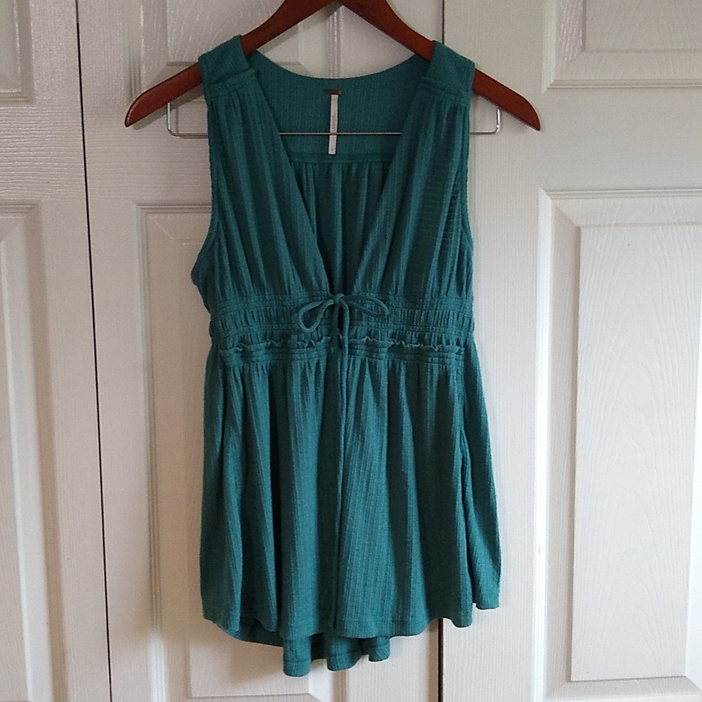 Free People Teal Beach Bound plunge Tank size Small - Picture 2 of 9